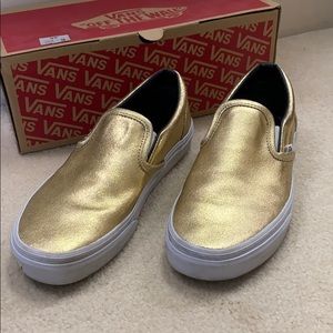 VANS Classic Slip-On Metallic Gold Leather shoes